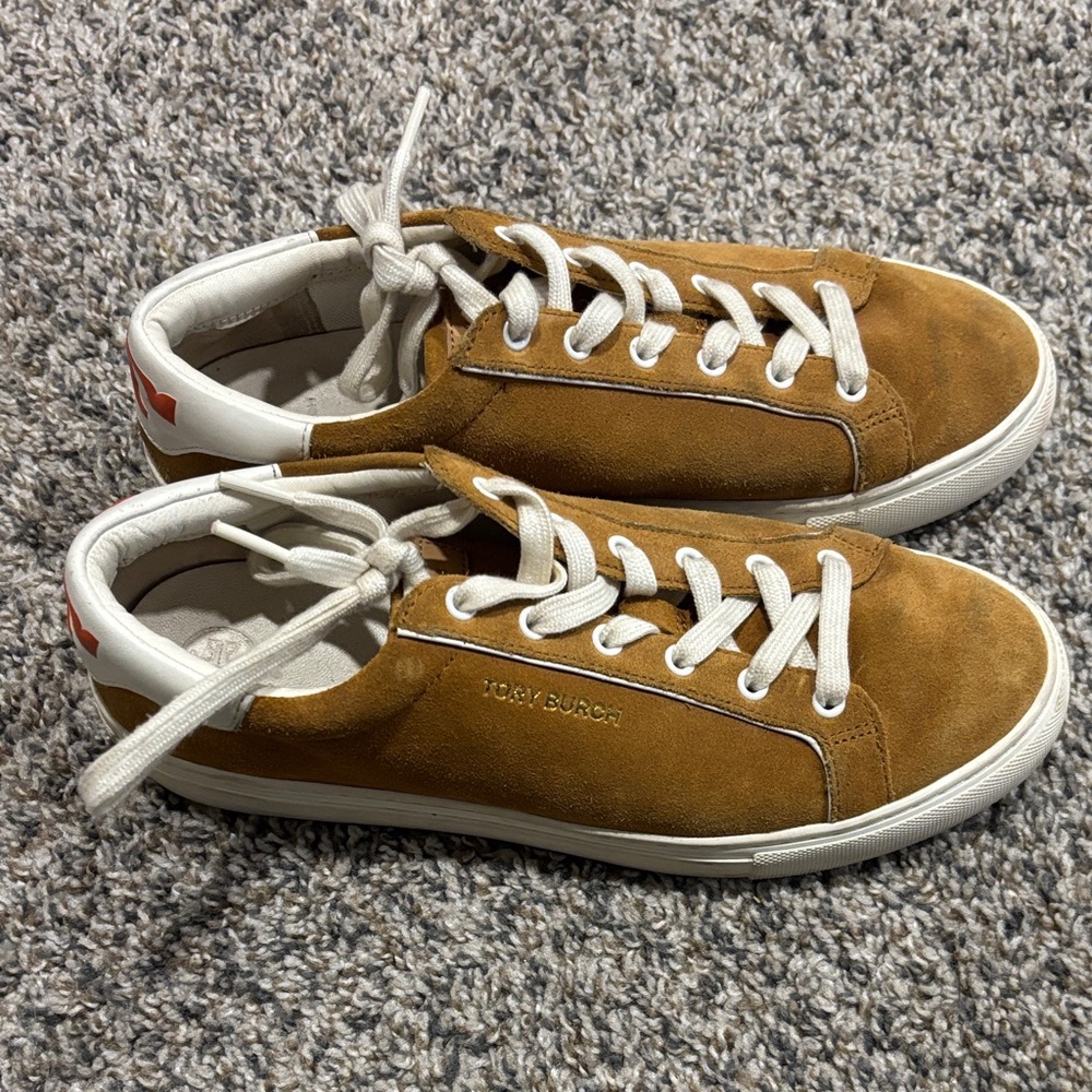 Tory Burch Tan and White Sneakers